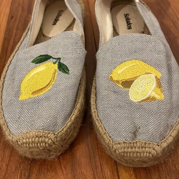 Soludos Lemon Jute Platform Chambray Canvas Shoe - Espadrilles Size 6 - Picture 7 of 12